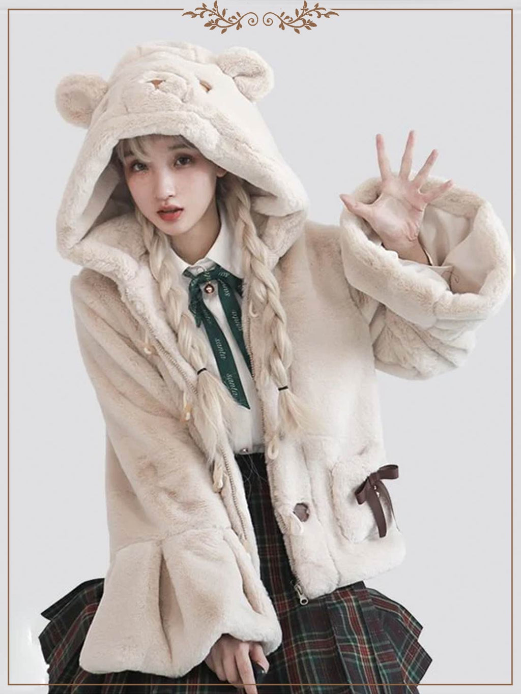 Lolita Coats Light Brown Plush Jacket Autumn and Winter Clothes Short Limited Edition