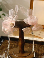 Lolita Hair Accessory Pink Flowers Pearls Fairy Princess Elegant Hair Clips Bridal Hairpins