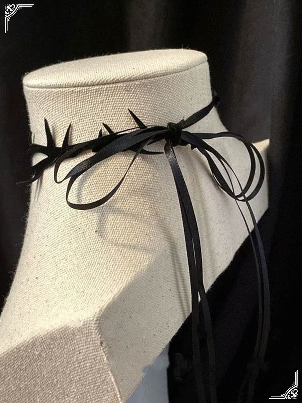 Lolita Necklace Accessories Dark Gothic Black Rose Thorns Lace Tie Punk