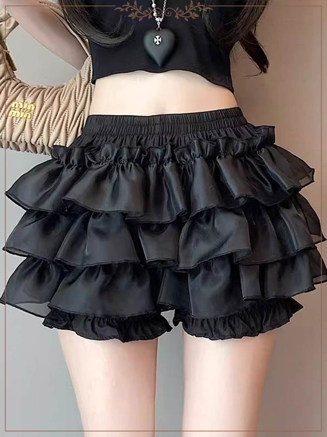 Lolita Petticoat Bloomers Black White Plus Size Anti-Peek Layered Underskirt for Daily Wear