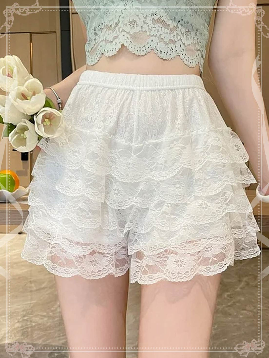 Lolita Petticoat White Black Lace Thin Cake Shorts Short Women's Summer