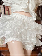 Lolita Petticoat White Pink Pumpkin Pants Cake Shorts Leggings Lace Gauze Ruffle Lolita