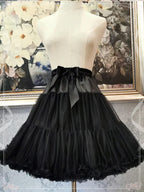 Lolita Petticoats Black Gothic Ruffles Puffy of Lace Soft Gauze Gown Crinoline 17.5inches