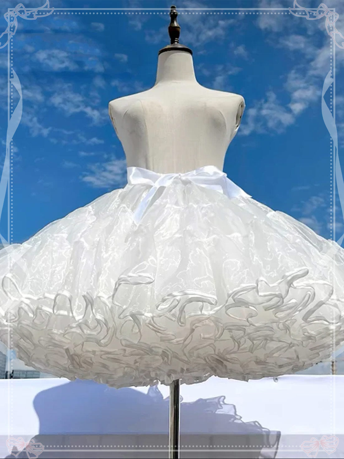 Lolita Petticoats White Puffy Ruffles Gauze Gown Crinoline Daily 12inches