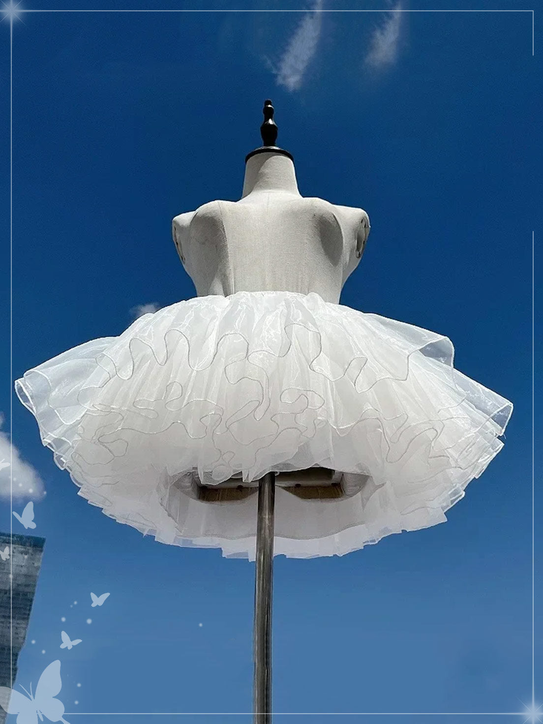 Lolita Petticoats White Ruffle Pannier Crinoline 4 Layers of Soft Gauze 12inches