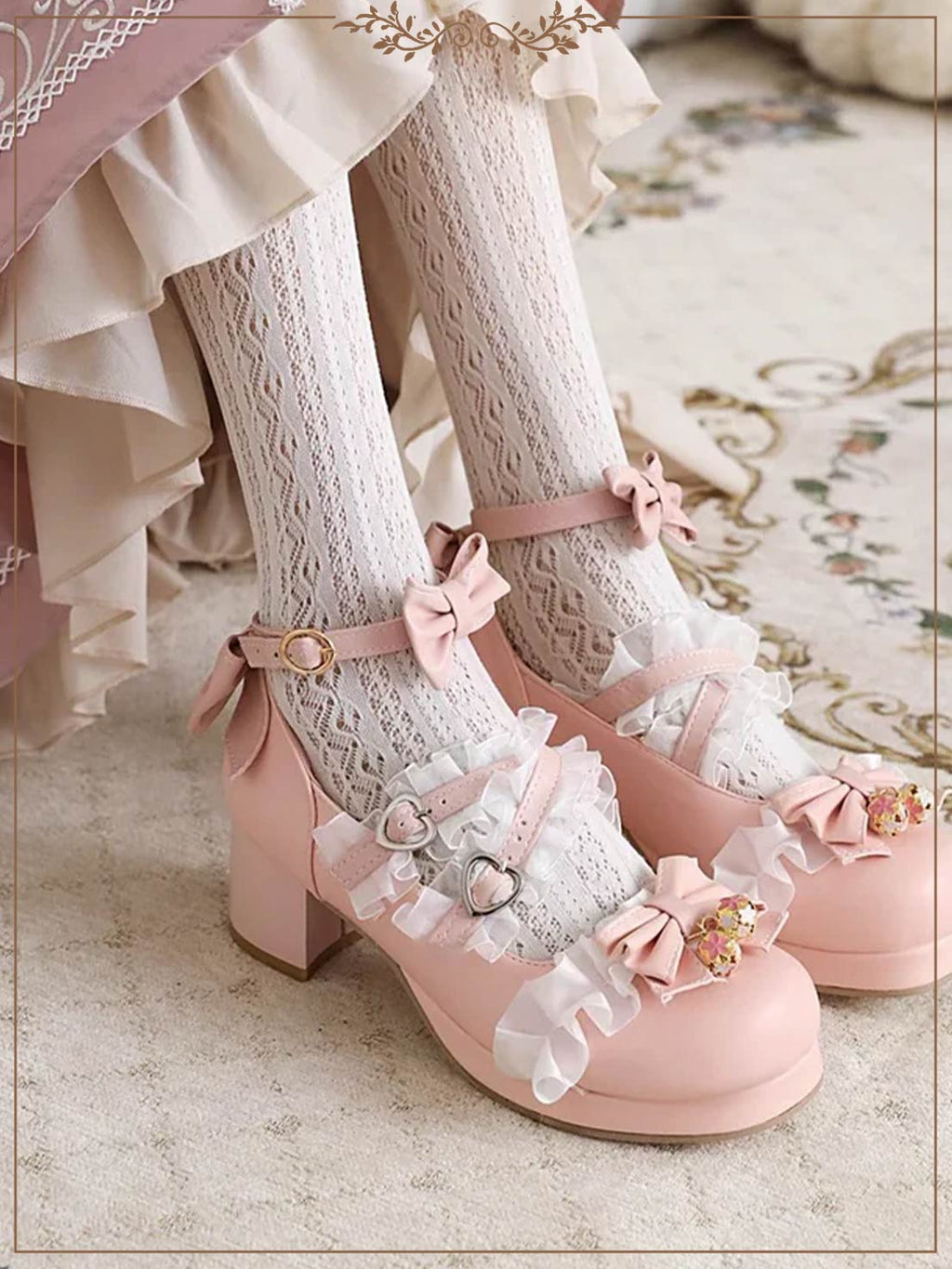 Lolita Shoes 4 Colors Sweet Lolita Platform Heels with Lace Ribbon Details