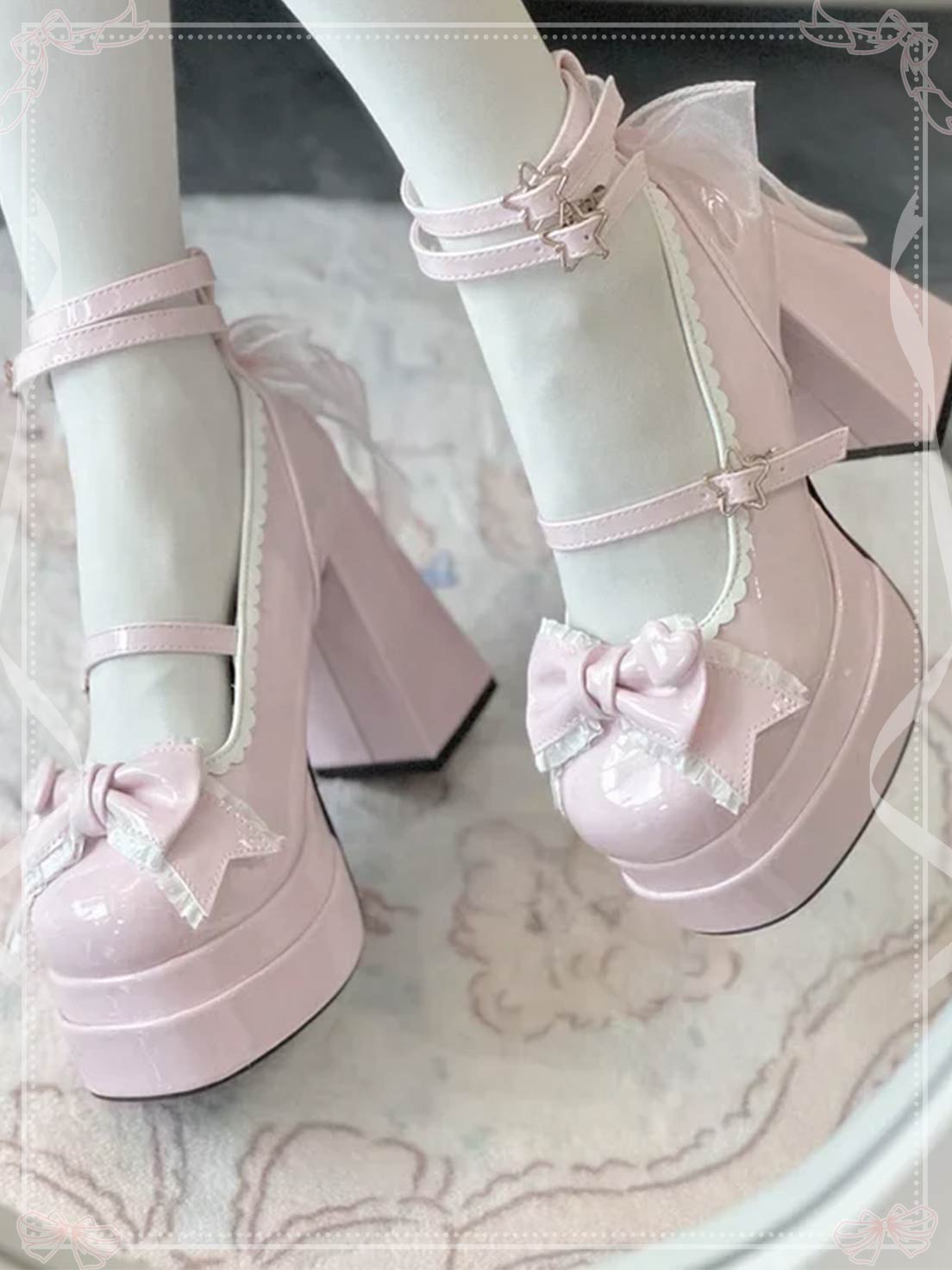 Lolita Shoes Sweetheart High Heels Elegant Literary Sweet Bow Women's Single Shoes