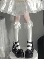 Lolita Stockings Bow Tube White Lace Calf Japanese Spring and Autumn Lolita Accessories