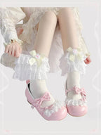 Lolita Stockings Multi-color Cotton Lace Knee-high Socks with Cute Bow Sweet Princess JK Style