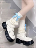 Lolita Stockings White Japanese Leg Thickened Pink Bow Stacked Socks Accessories