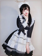 Maid Outfit |Black & White Long-sleeved Mid-long Dress for Daily Wear