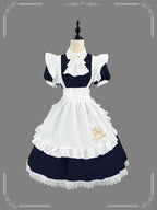 Maid Outfit Lolita Dress Light Blue Dark Blue Pink Lace Apron Classic English Costume for Daily