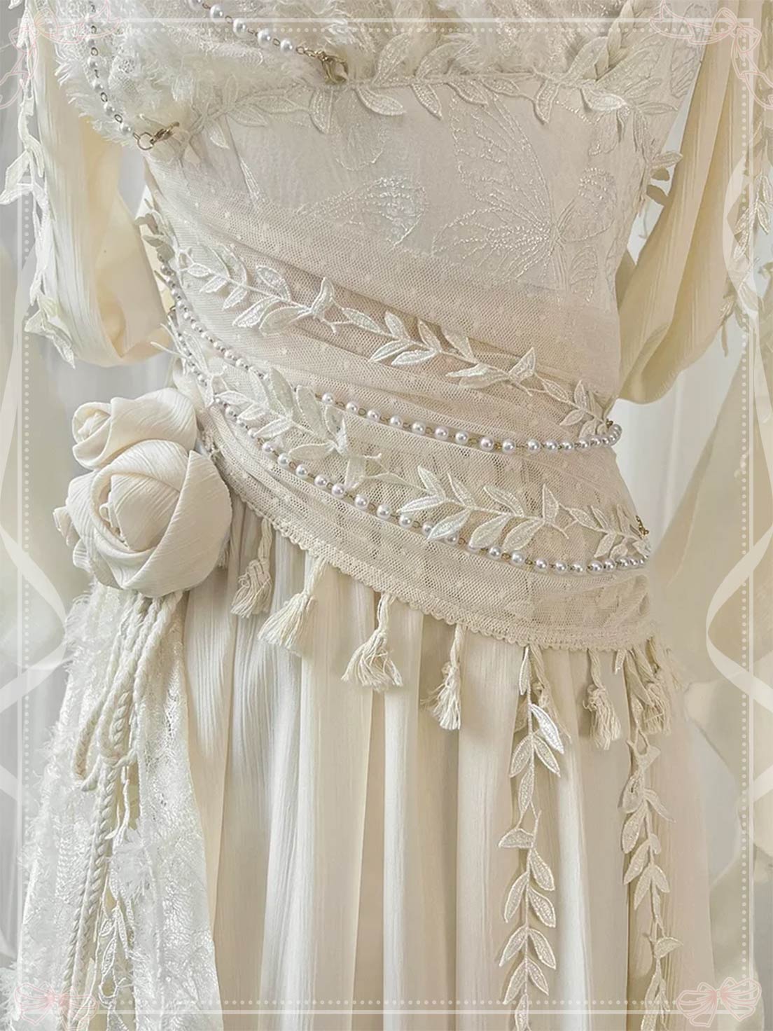 Mori Kei Fashion Apricot Greek Goddess Ivory Ball Gown Elegant Maxi Jumper Skirt Dress