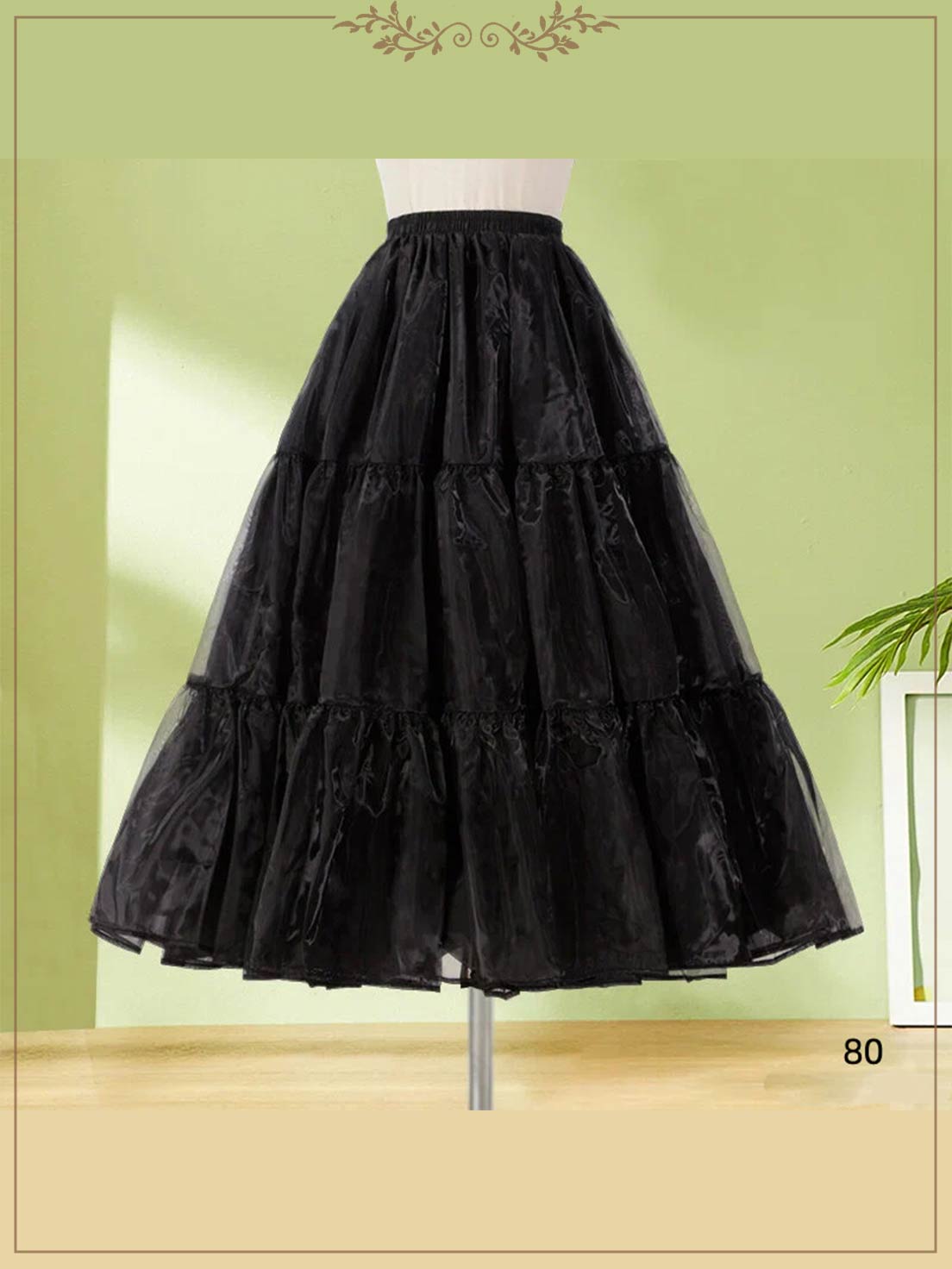Petticoat Lolita Soft Black Hoopless Crinoline Adjustable Under skirt for Hanfu Ma Mian Skirt Light Fluffy