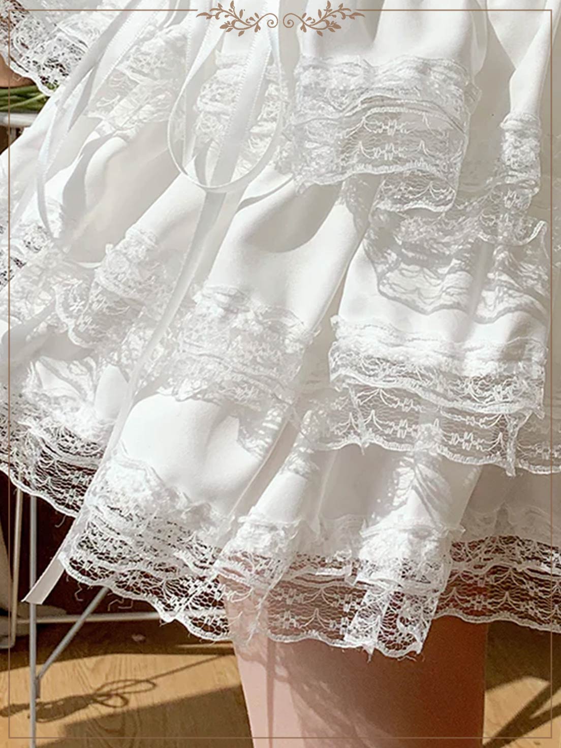 Petticoats Sweet White Cake Layered Skirt Summer Lace Trim Fluffy ALine Skirt with Builtin Shorts