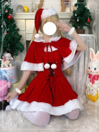 Red Velvet Strapless Mini Dress and Cape for Christmas Party