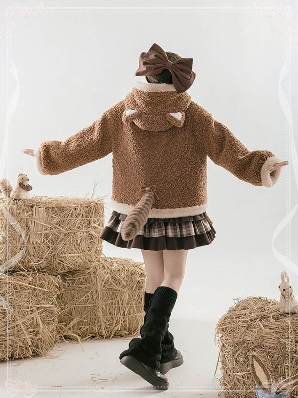 Sweet Brown Plush Warm Coat Cute Bear Autumn&Winter Lolita Coat
