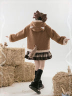 Sweet Brown Plush Warm Coat Cute Bear Autumn&Winter Lolita Coat