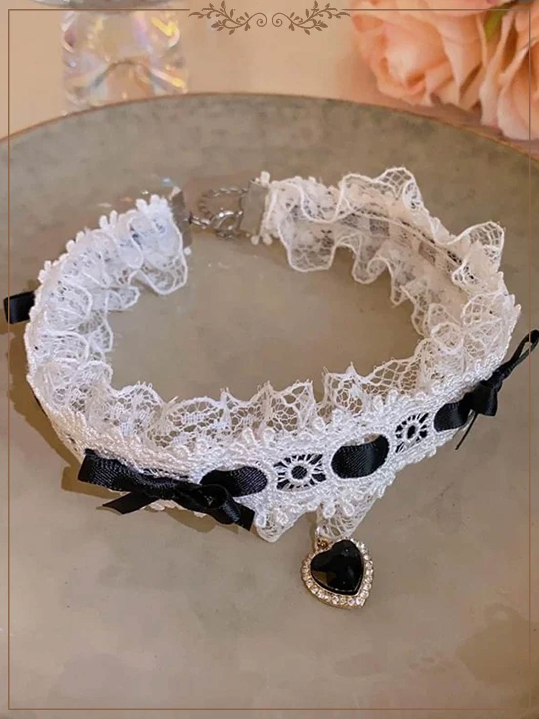 Sweet Lolita Accessory Bowknot Lace Choker Love Heart Necklace