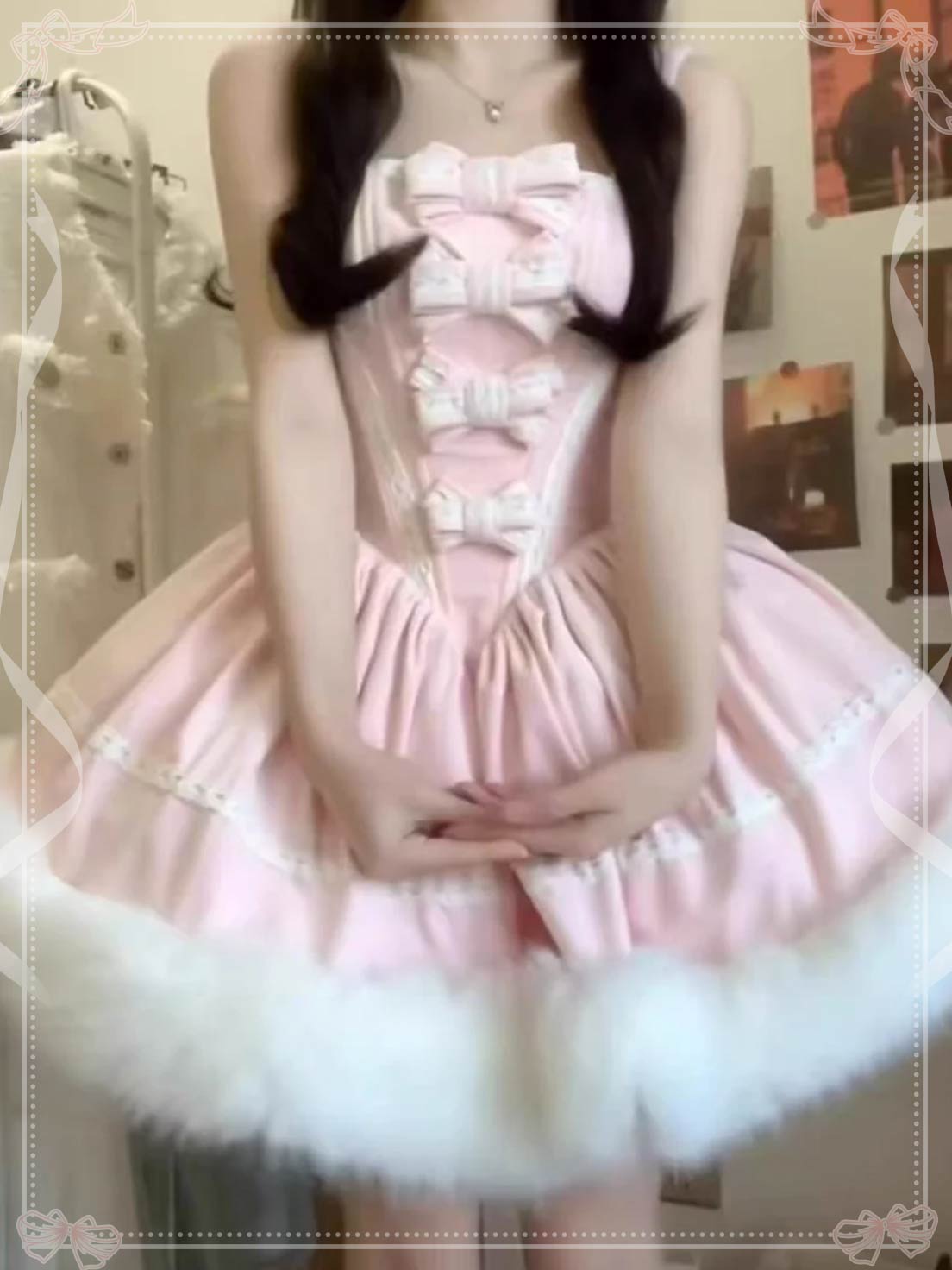 Sweet Lolita Baby Pink Plush Princess Dress Burr Cape Dress Coat