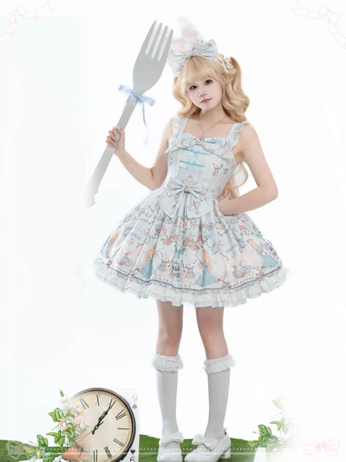 Sweet Lolita Cake Dress Blue Theme Ruffle Trim Lolita Dress
