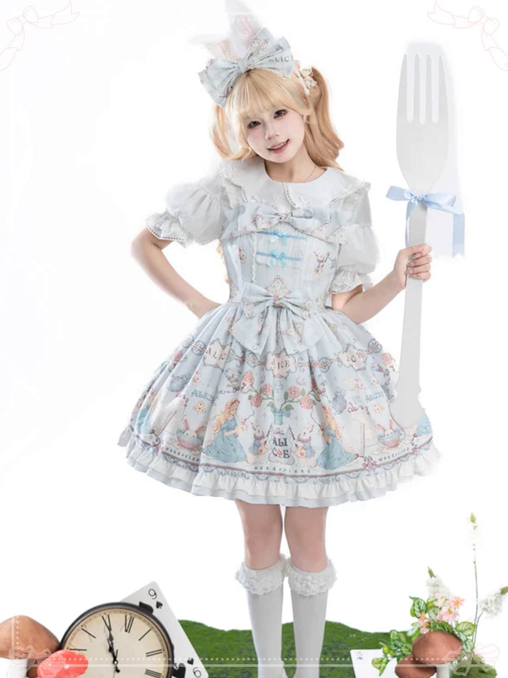 Sweet Lolita Cake Dress Blue Theme Ruffle Trim Lolita Dress Jumper Skirt