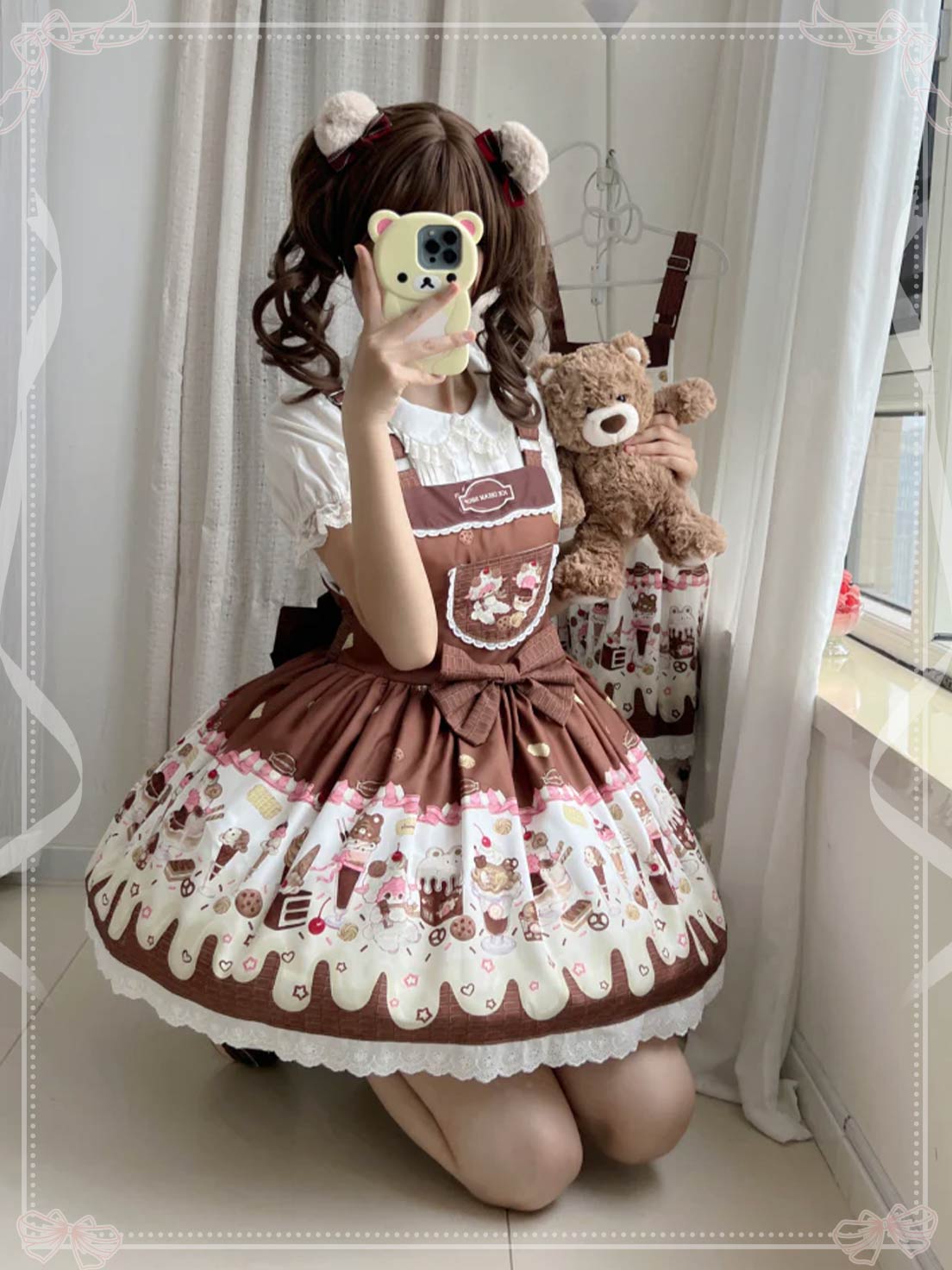 Sweet Lolita Chocolate Dress Cream Cake Lolita Dessert Themed Brown Jumper Dress