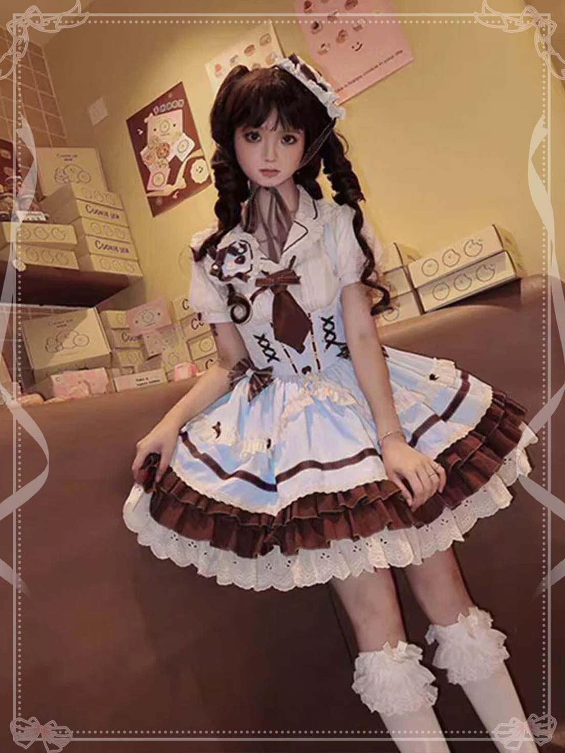 Sweet Lolita Christmas Coffee Bustier JSK Dress Cute Daily Lolita Outfit