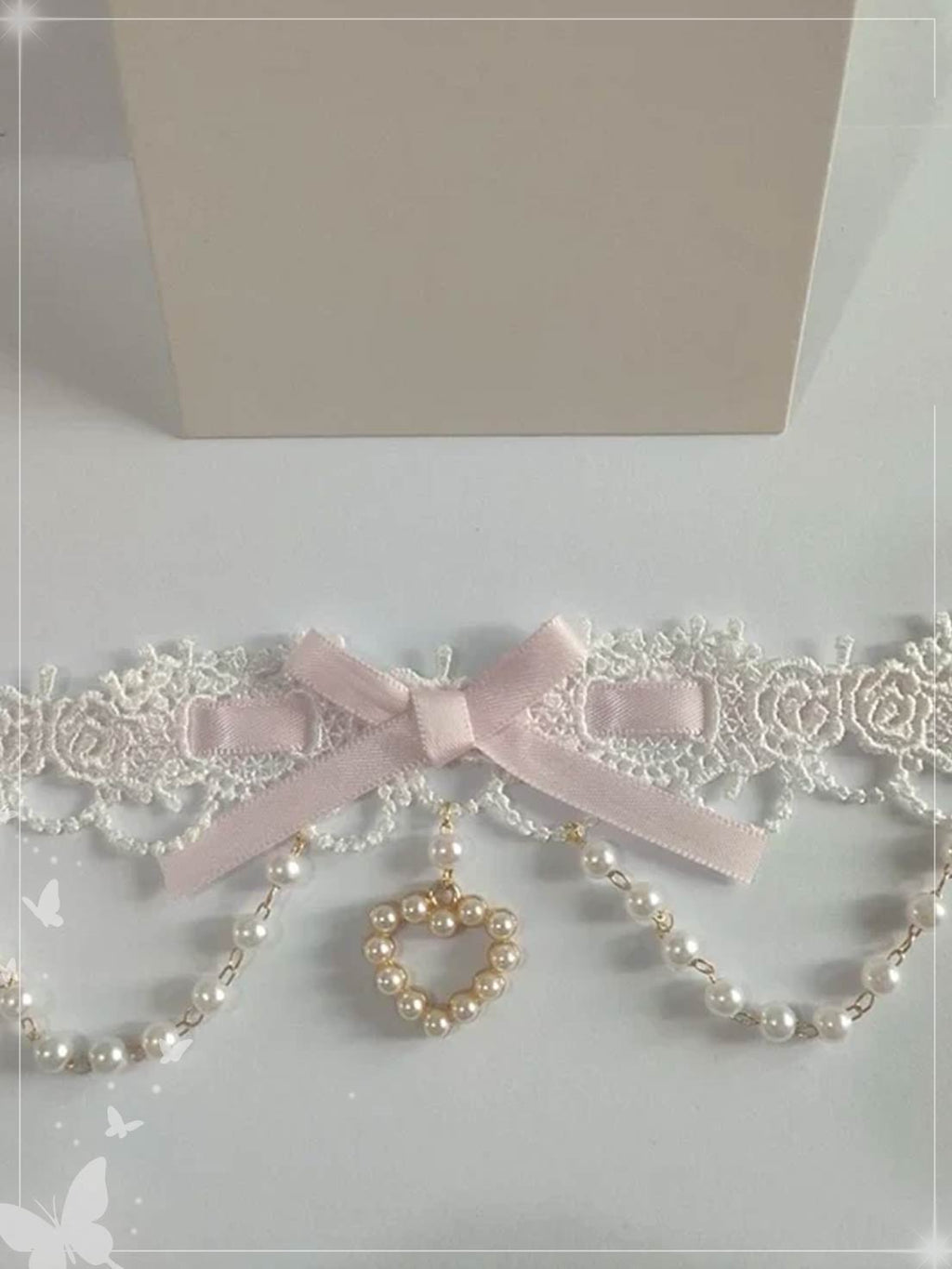 Sweet Lolita Lace Pearl Bow Choker Macaron Colors Necklace