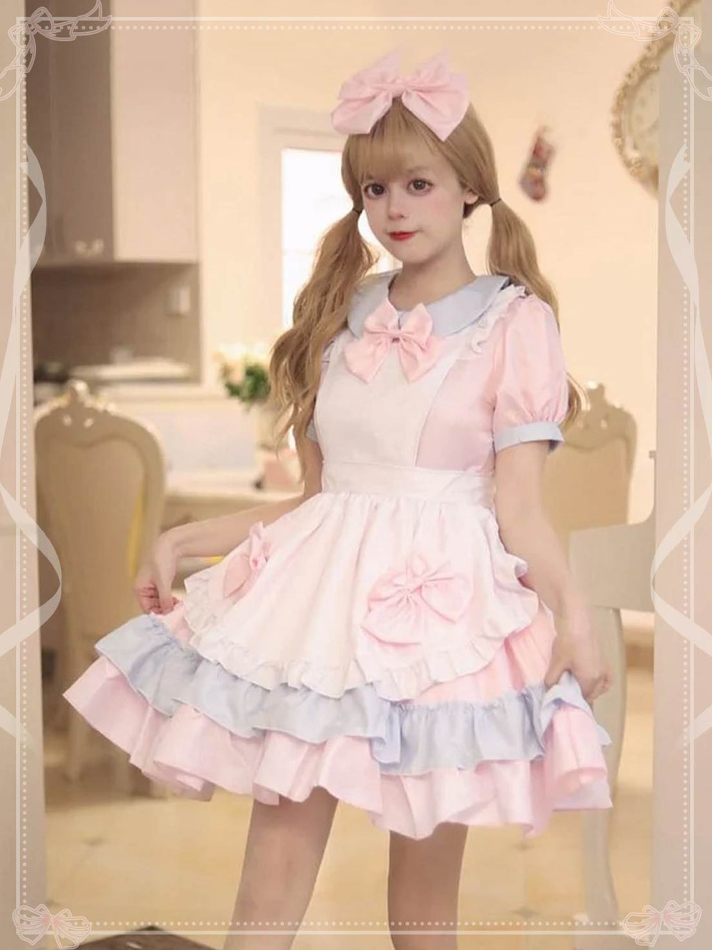 lolita maid dress in pink plus size