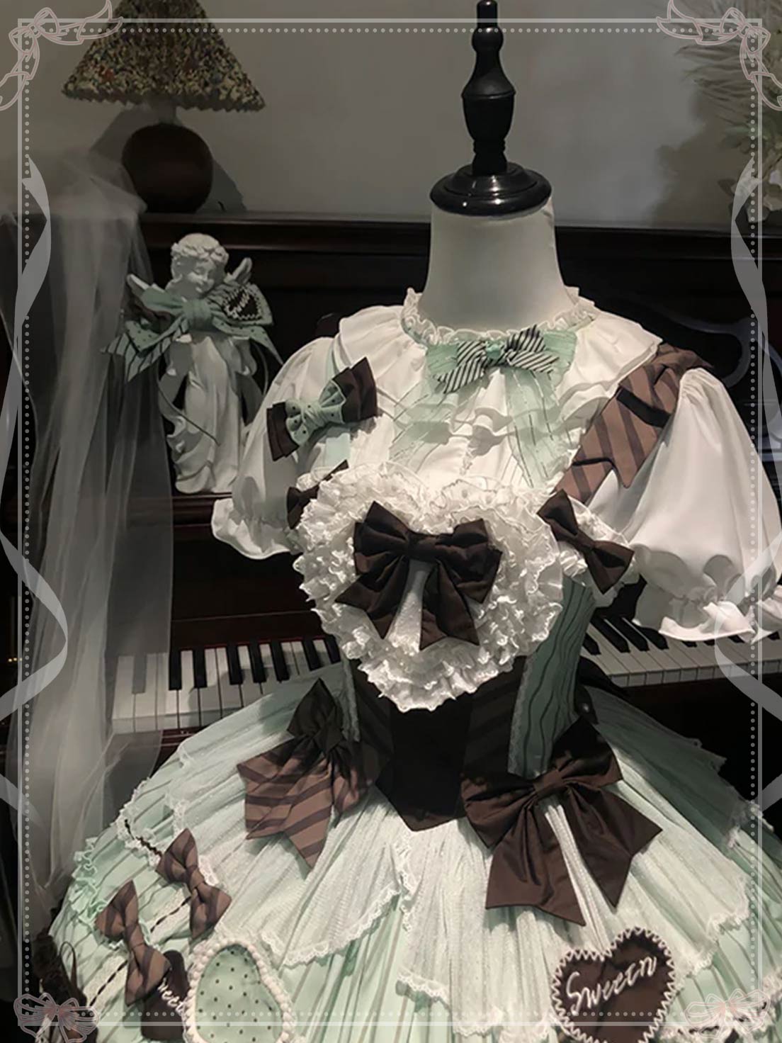 Sweet Lolita Mint Chocolate Doll Lolita  Dress Cream Cake Lolita Daily Dress One Piece Dress