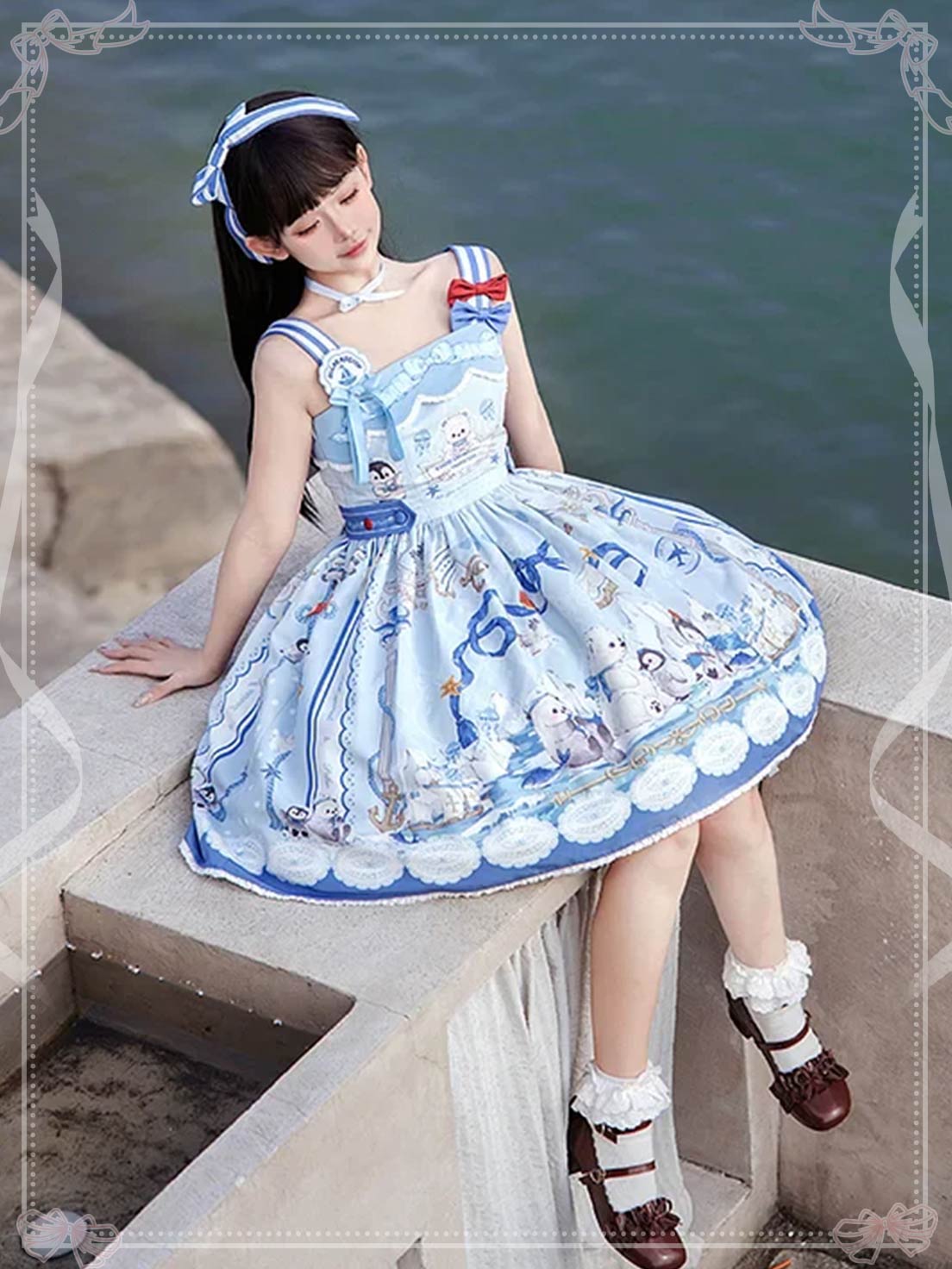 Sweet Lolita Navy Blue New Lolita Princess Dress with Bow Original Dress