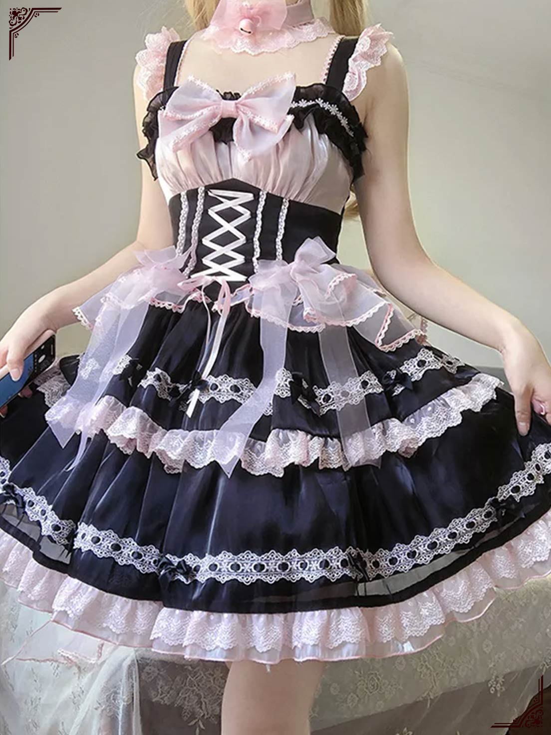 Sweet Lolita Prom Dress Purple Pink Purple Gauze Skirt Lace Ruffle Edge