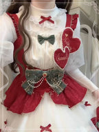 Sweet Lolita Set White Red Accent Outfit Top with Dress Christmas New Year Winter Style