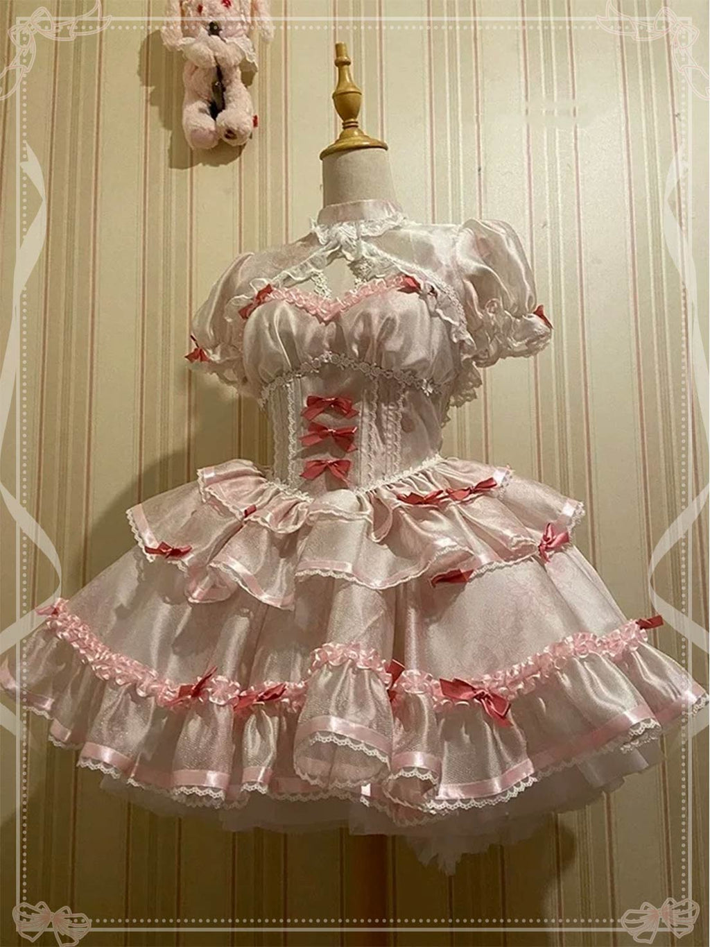 Sweetheart Ballet Lolita Dress Bow Lace Ruffles Vintage Kawaii Dress Doll Lolita Outfit JSK Cake Dress