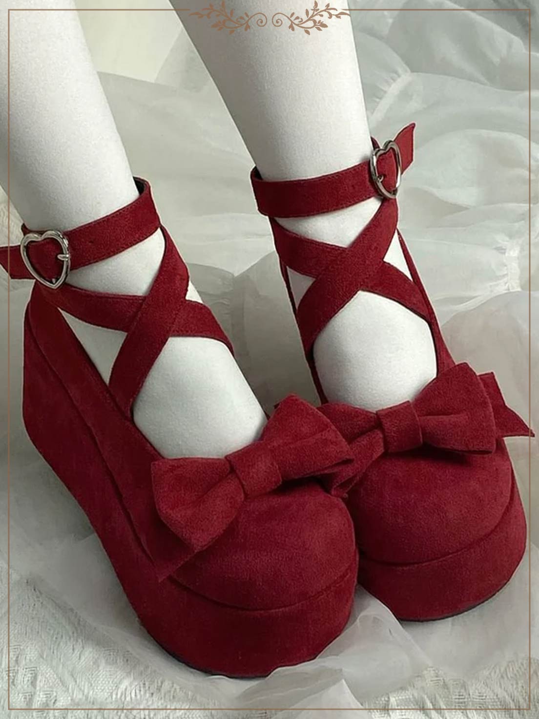 Thick Soled Velvet Round Head Lo Shoes Sweet High Heel Thick Heel