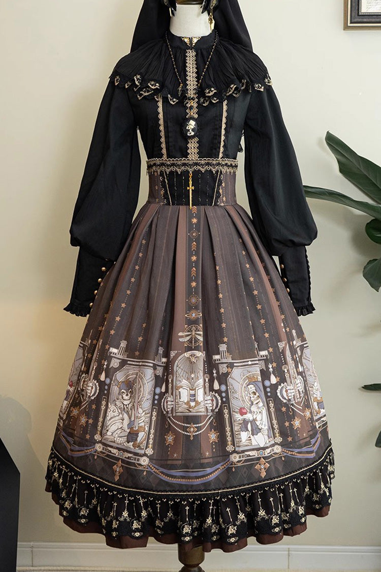 Demon Hunting Notes Print Ruffle Sweet Elegant Lolita Skirt 2 Colors