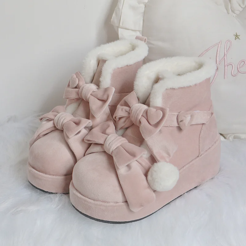 Fleece Platform Snow Lolita Shoes Boots Women's Winter Short Boots Martin Boots Lolita
