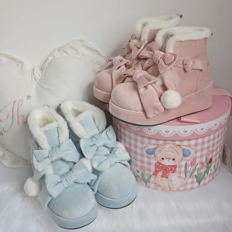 Fleece Platform Snow Lolita Shoes Boots Women's Winter Short Boots Martin Boots Lolita