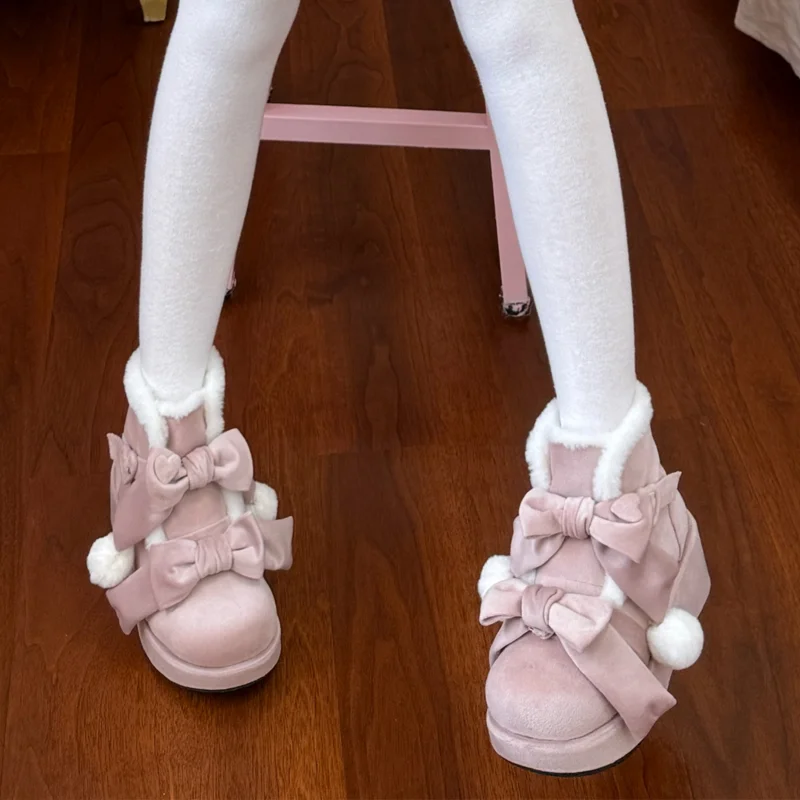 Fleece Platform Snow Lolita Shoes Boots Women's Winter Short Boots Martin Boots Lolita