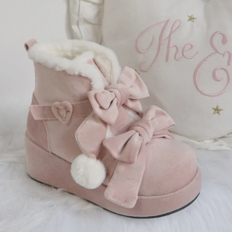 Fleece Platform Snow Lolita Shoes Boots Women's Winter Short Boots Martin Boots Lolita