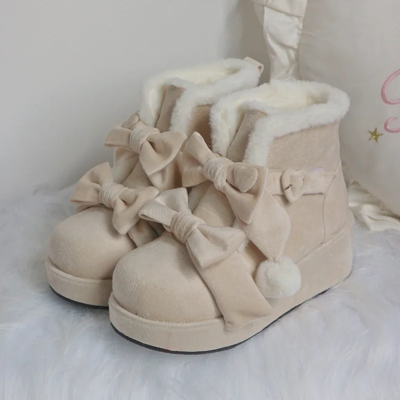 Fleece Platform Snow Lolita Shoes Boots Women's Winter Short Boots Martin Boots Lolita