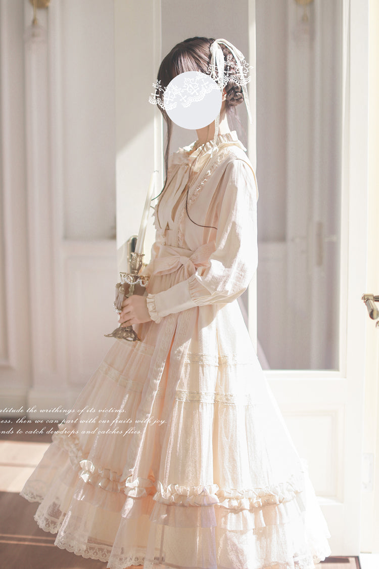Ivory Sleeveless Ruffle Lace Sweet Japanese Elegant Lolita Jumper Dress