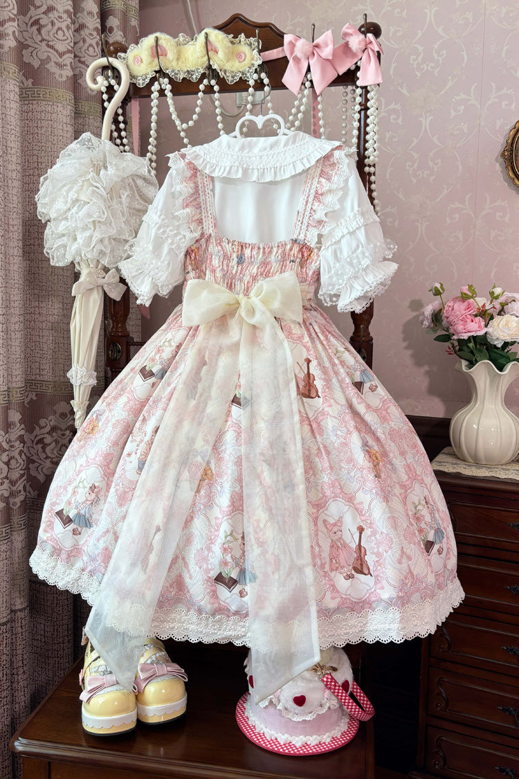 Sweetheart Party Sleeveless Printed Ruffled Embroidered Lace Sweet Lolita Jsk Dress 3 Colors
