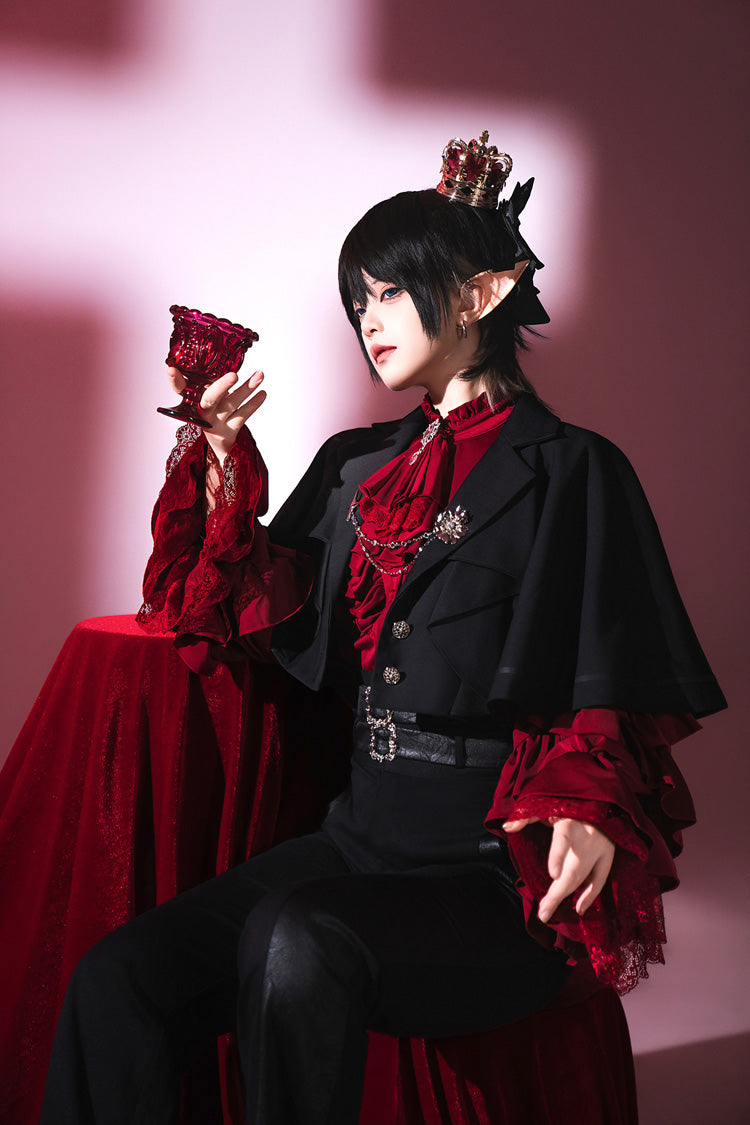 Black Day and Night Song Long Sleeves Ruffle Ouji Gothic Lolita Skirt Blouse