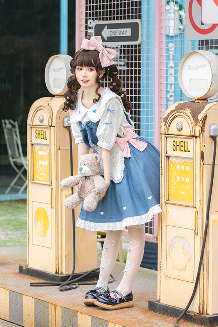 Blue Cowboys Are Busy Ruffle Bowknot Sweet Lolita Strap Dress