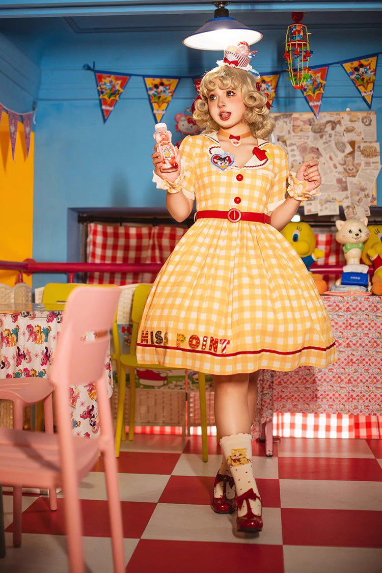 Sweetheart Cat Short Sleeves Print Embroidery Sweet Lolita Dress 3 Colors