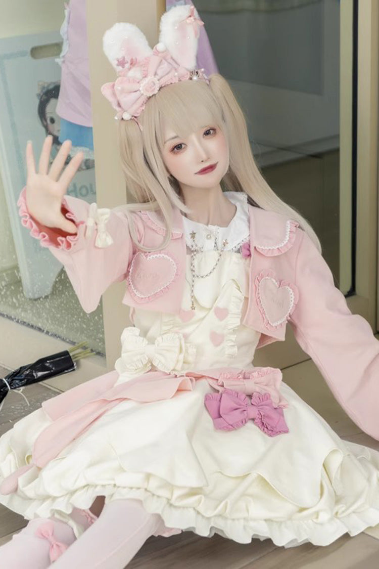 Pink/White Milk Fufu Sleeveless Ruffle Bowknot Sweet Lolita Jsk Dress