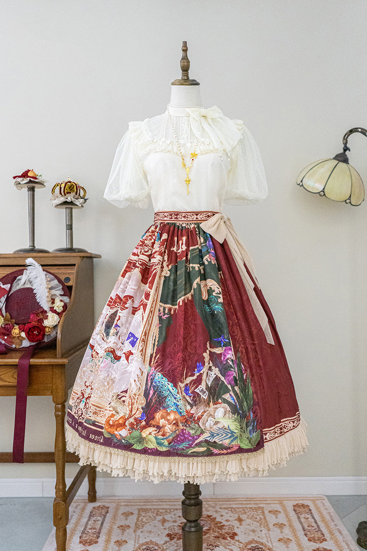 Red Kaleidoscope of Dreams Oil Print Side Cardigan Sweet Vintage Gorgeous Lolita Skirt