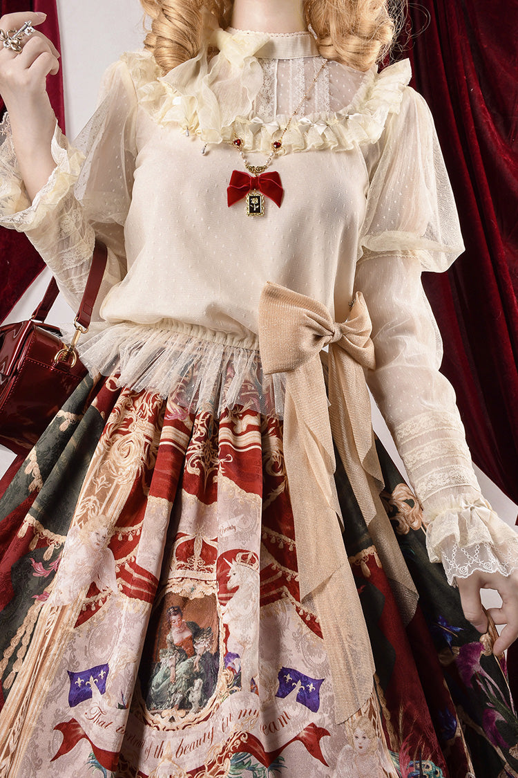 Red Kaleidoscope of Dreams Oil Print Side Cardigan Sweet Vintage Gorgeous Lolita Skirt